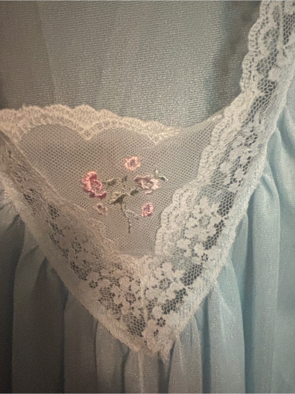 NWT Soft Light Blue Lace-Trim Sleeveless Nightgown by Deena, Medium - Picture 5 of 9